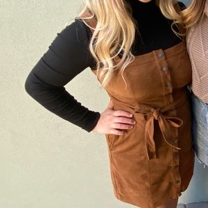 Corduroy/ Faux suede brown dress